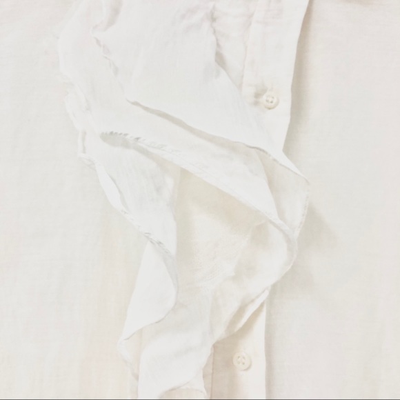 CHLOÉ Silk & Cotton Sheer Ruffle Button Up Blouse - Picture 8 of 11
